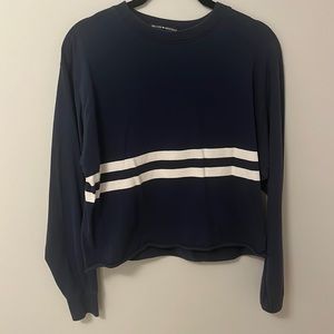 Brandy Melville navy and white double stripe long sleeve top